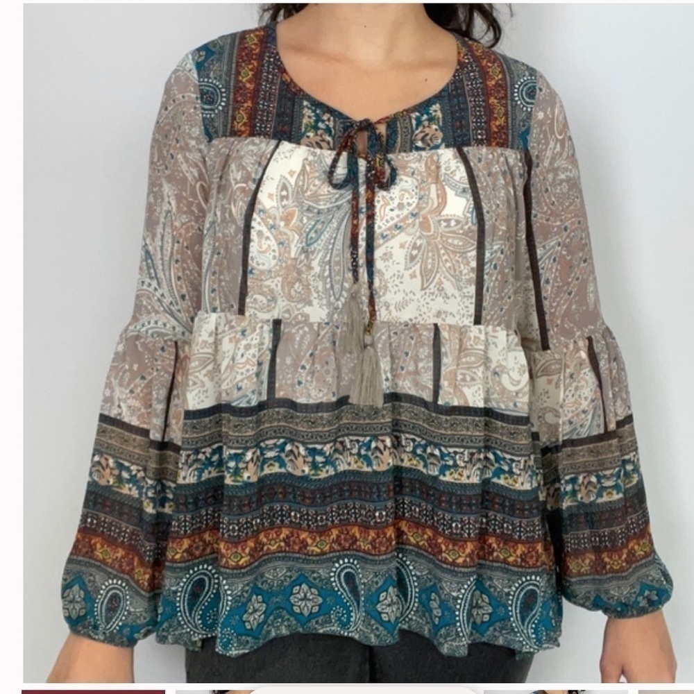 Knox Rose Peasant Boho Blouse Size XS - Picture 8 of 9